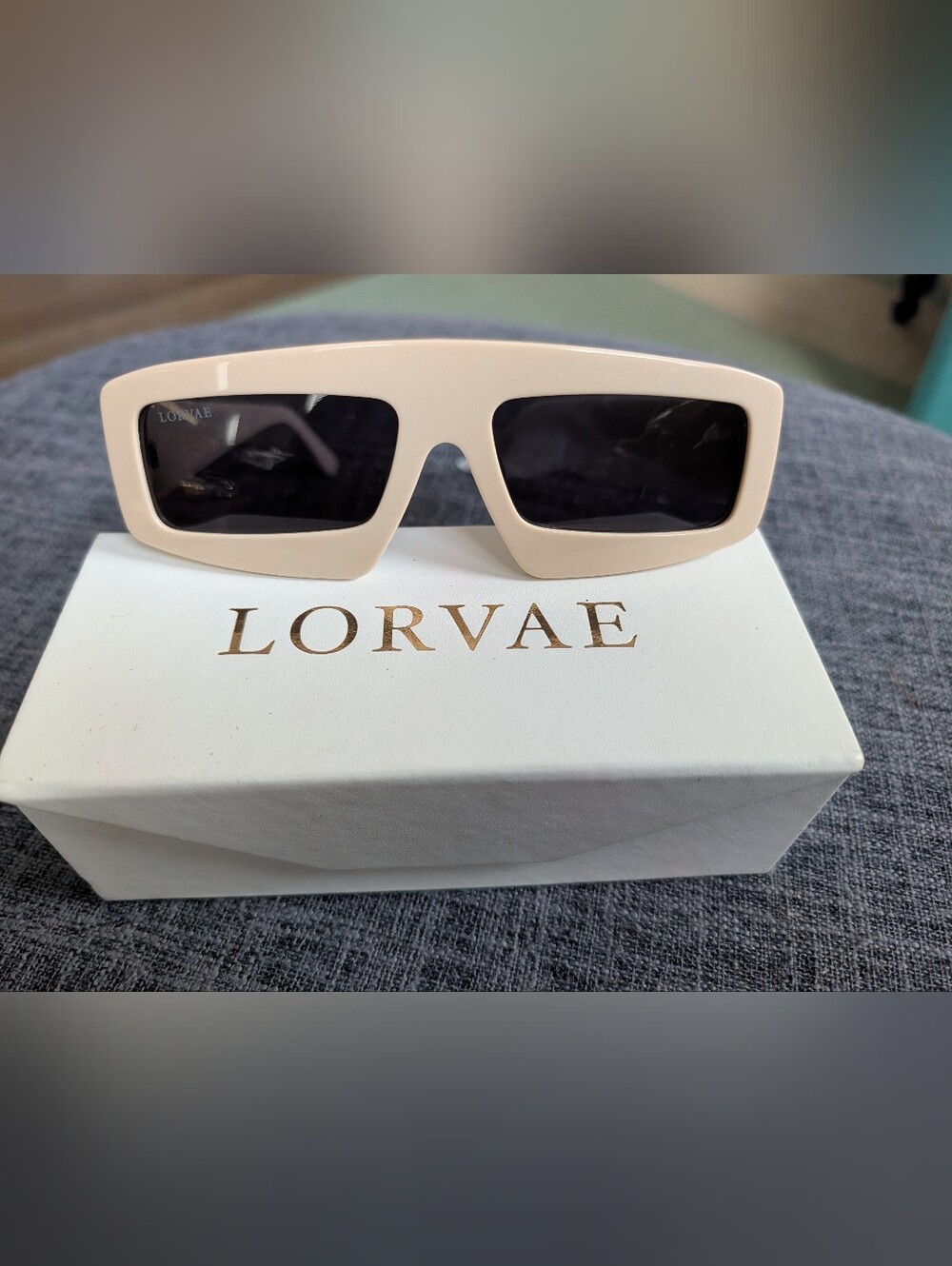 LORVAE Cream Rectangular Women's Sunglasses - Chic Designer Shades